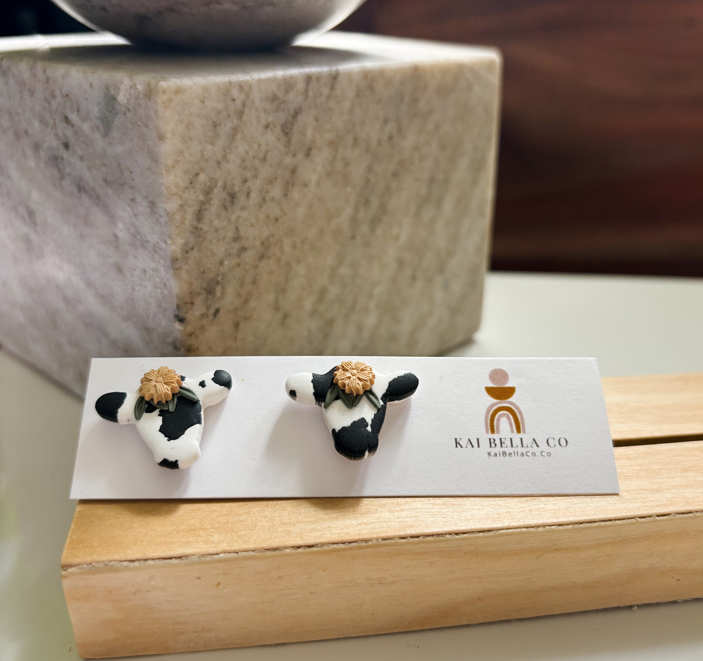 Cow + Floral Stud