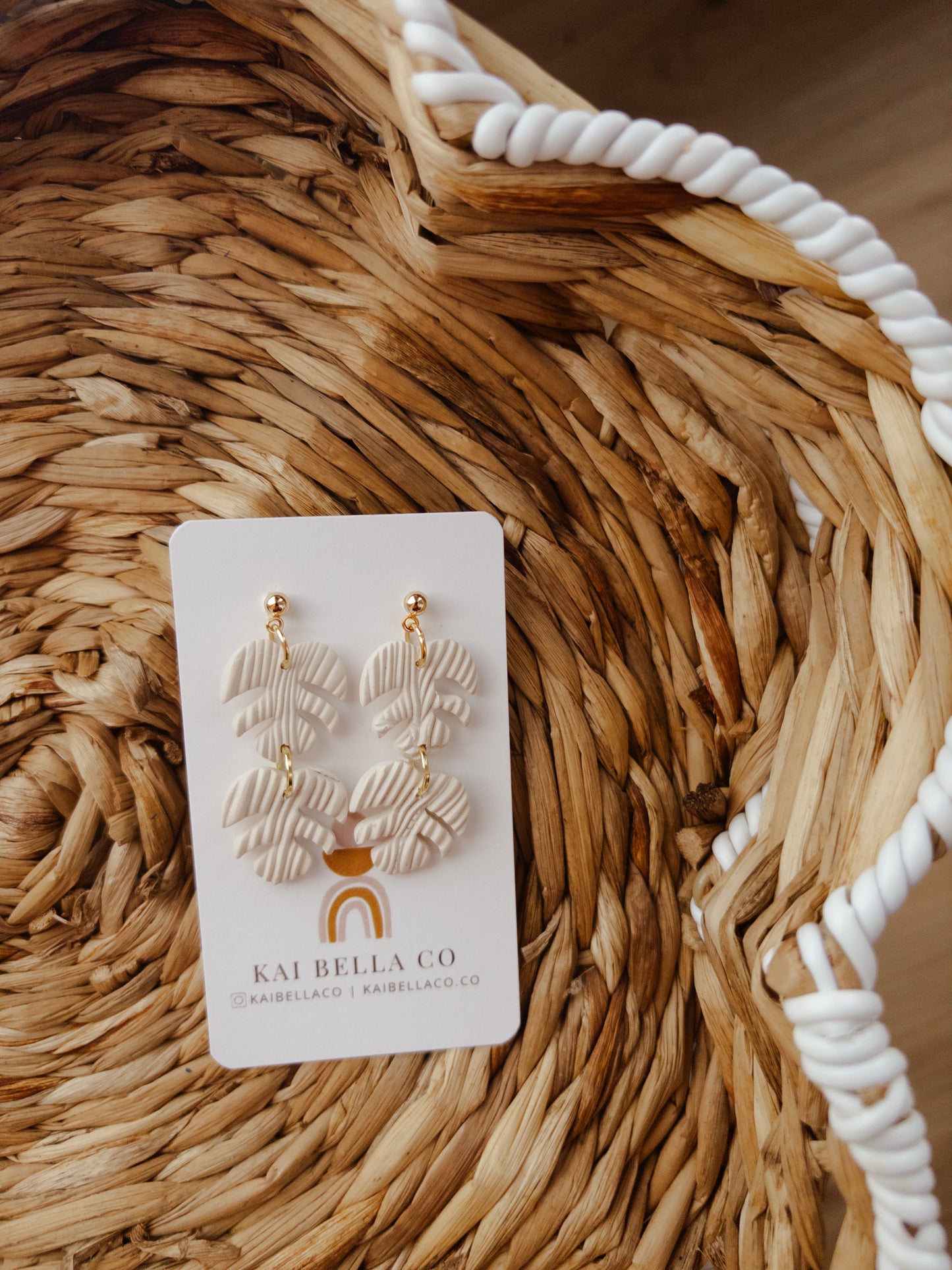 Double Monstera Dangle in Cream