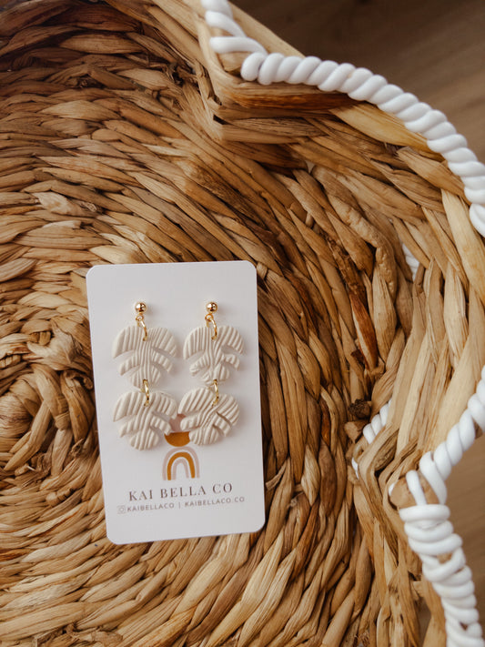 Double Monstera Dangle in Cream